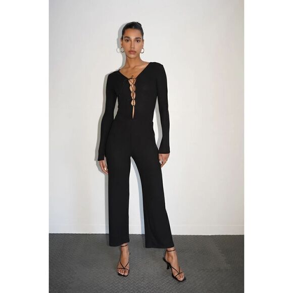 Lna - Kalaya Rib Jumpsuit black size XS - Picture 3 of 9
